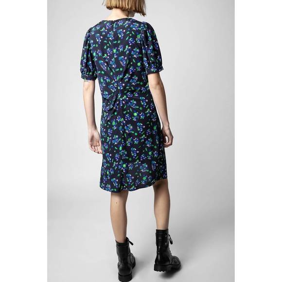 NEW ZADIG & VOLTAIRE rixe silk dress in noir - Picture 3 of 3